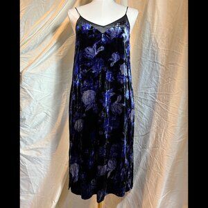 LUCKY BRAND BLACK & BLUE VELVET SLIP DRESS NWT SMALL
